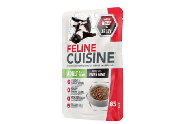 Buy FELINE CUISINE WET CAT FOOD ADULT BEEF JELLY 85G wholesale in Nigeria. Buy in bulk from distributor of FELINE CUISINE in Africa